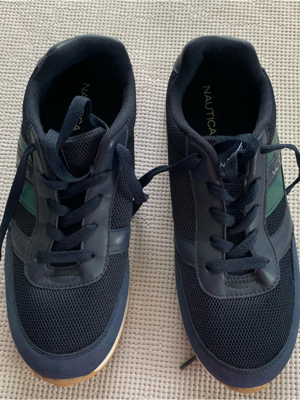 Nautica‎ Runout Mesh Youth Sneakers Navy Blue Green Size 6 Kids Low Top Shoes